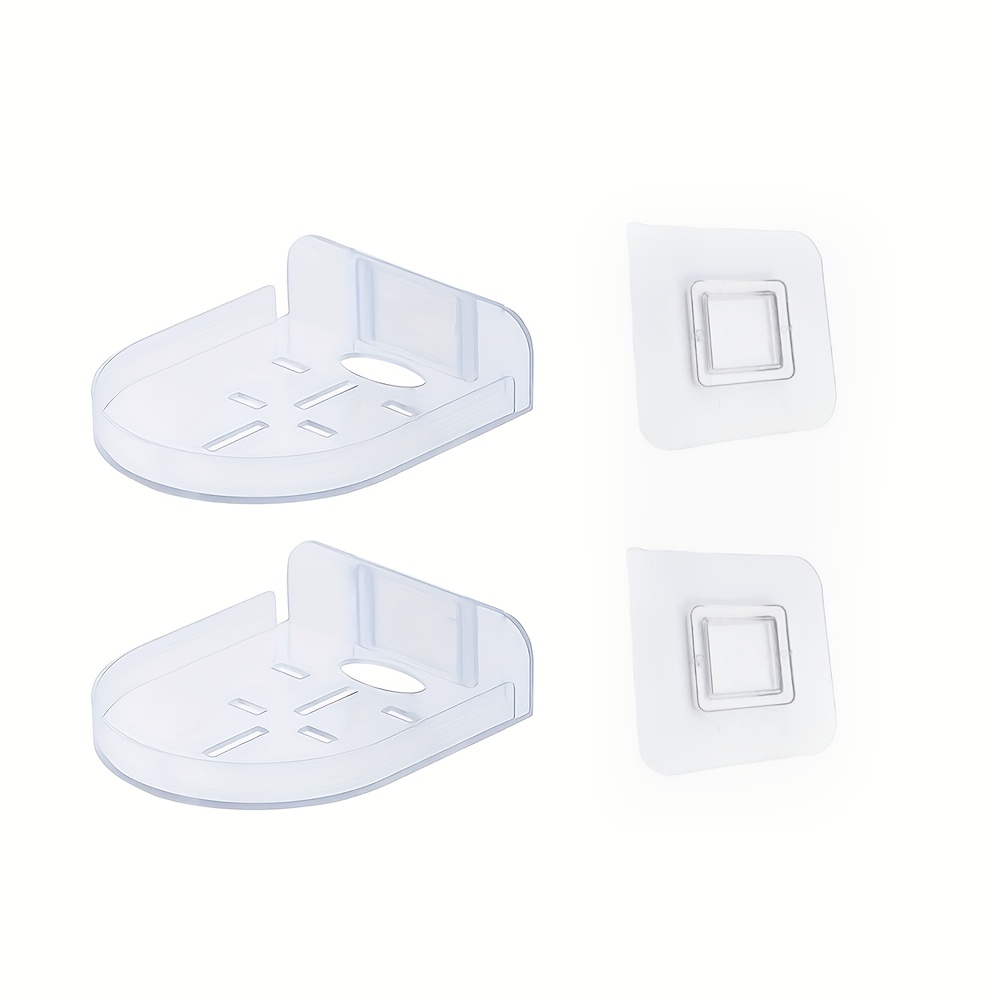 TEMU 4pcs (4pcs) Adhesive Wall-mounted Bracket Set Suitable For Small Vases & Security Cameras, No Drill Installation With Transparent Plastic Frame,