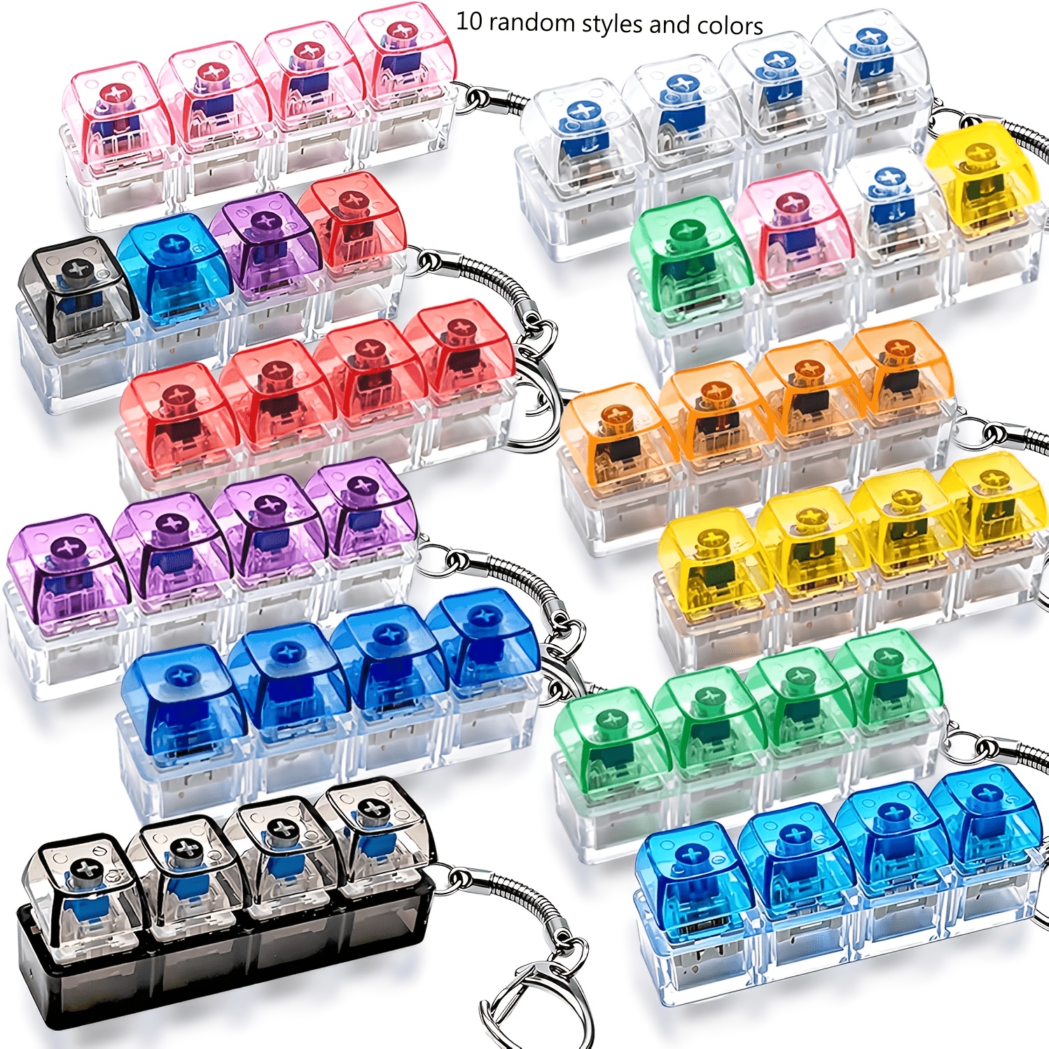TEMU 10pcs Random Style And Color Keyboard Fingertip Keycaps, Adult Version, Keyboard Keychain, Sensory Relax, Random