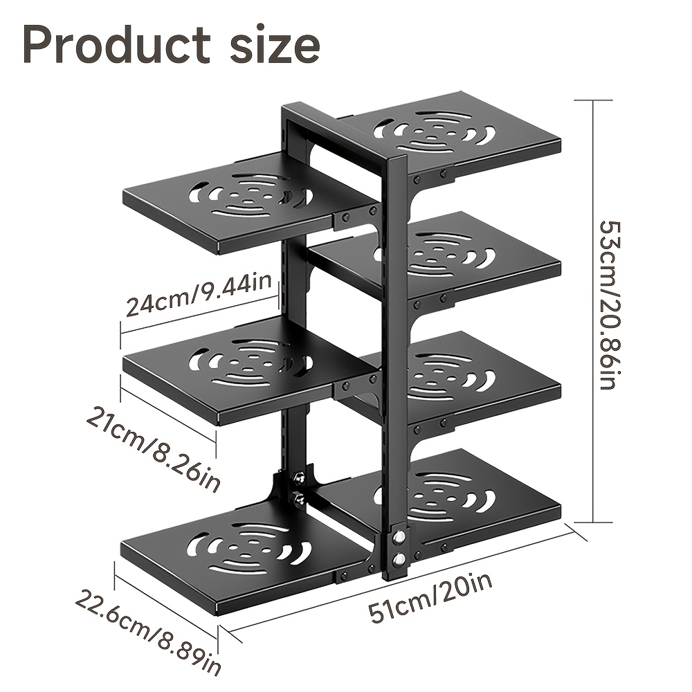 7-tier Adjustable Pot Rack, Ideal For Cabinets And Versatile Enough For Use On Kitchen Countertops, Heavy Duty Kitchen Cabinet Pot Organizer Multipurpose Pot Pan Organizer, Utility Racks