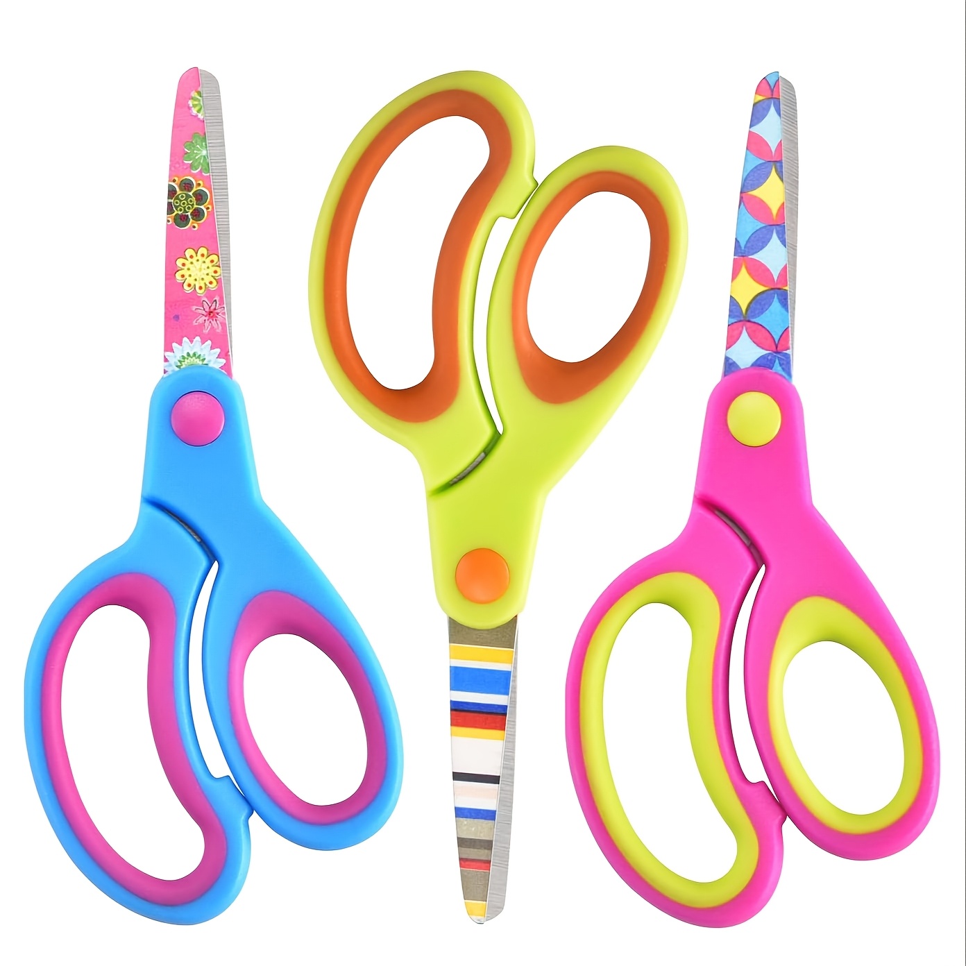 

3pcs ' Safety Scissors Set - Tip, With Handle For Crafts, Diy Projects & School Use