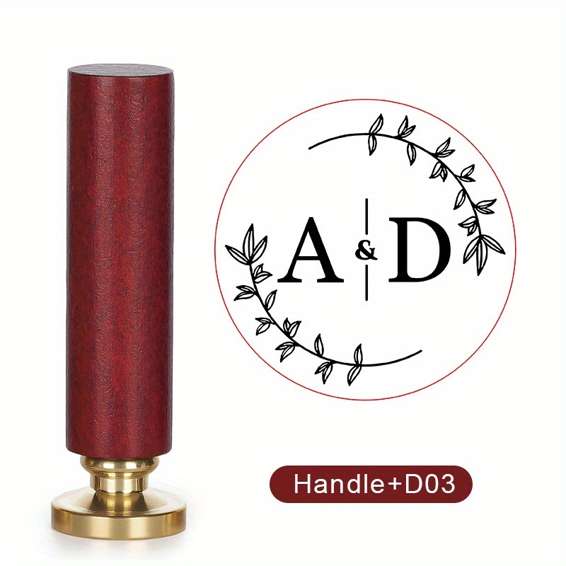 TEMU 1 Satz Personalisierter Wachssiegelstempelkopf (2,5 cm/0,98 Zoll) + Griff, geeignet für Hochzeitseinladungen,