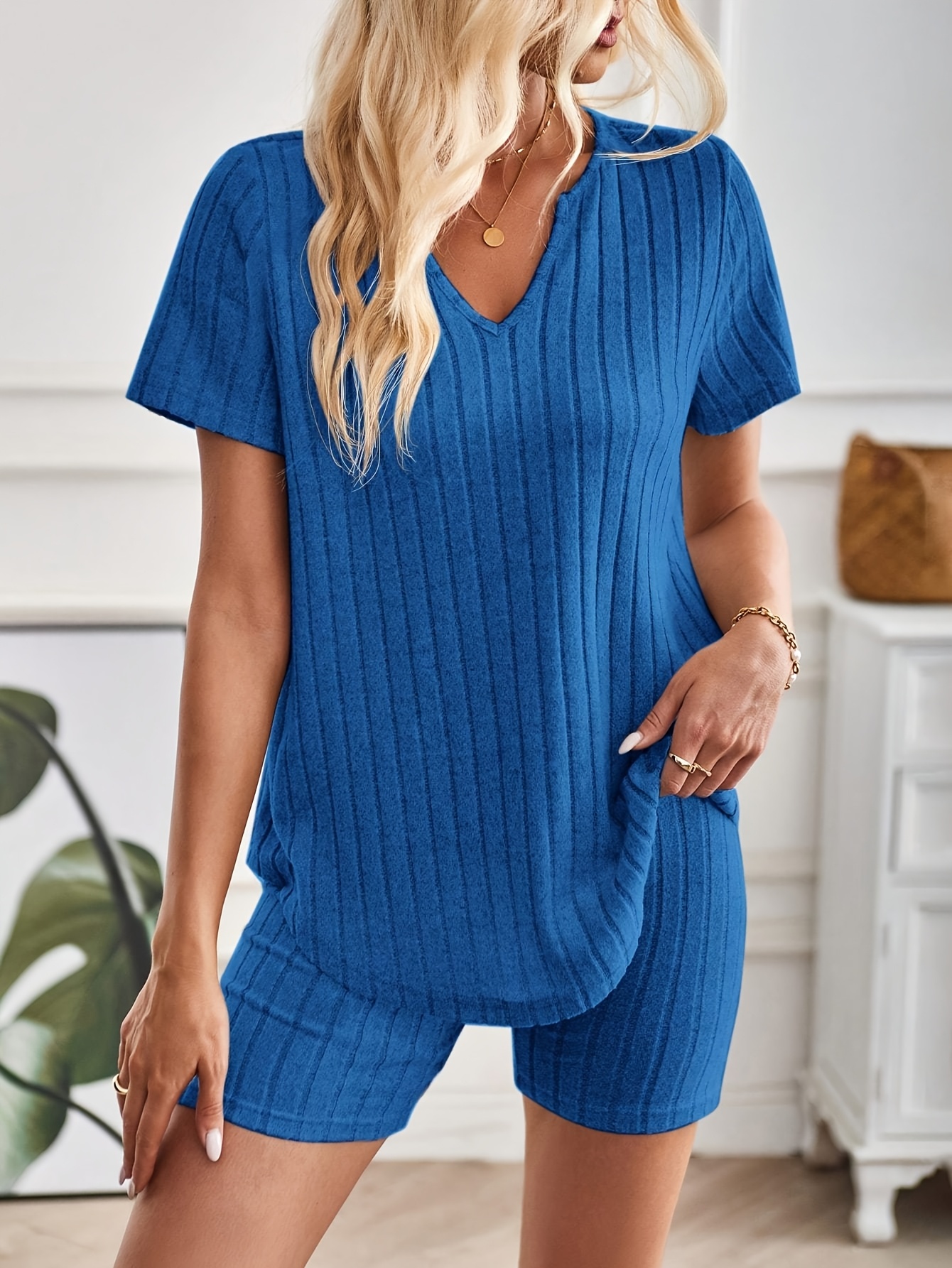 conjunto camiseta pantalones cortos cuello manga corta Temu Spain