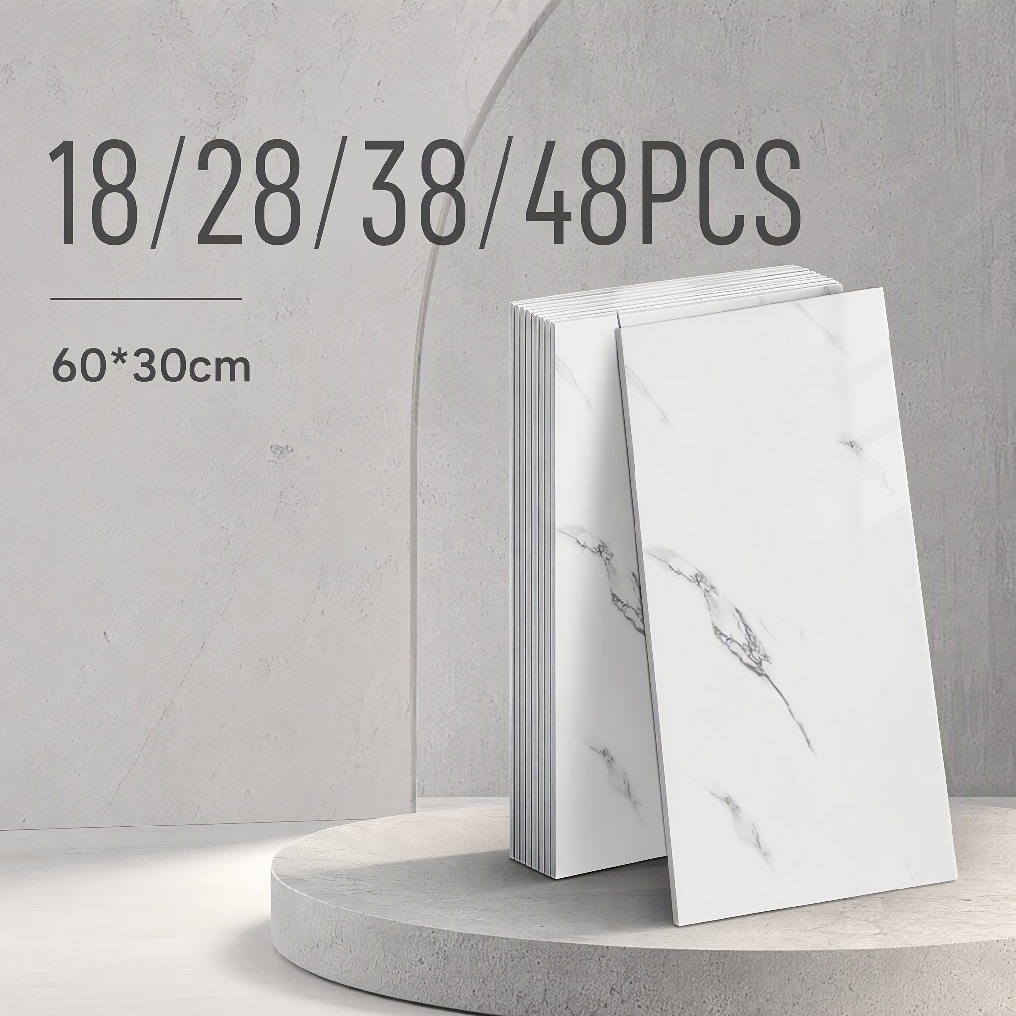 TEMU (18/28/38/48pcs) 60x30cm Peel And Stick Wall Tiles, Waterproof And Thickened 3d Wall Tile Stickers Wall Panels For Bathrooms, Living Rooms,