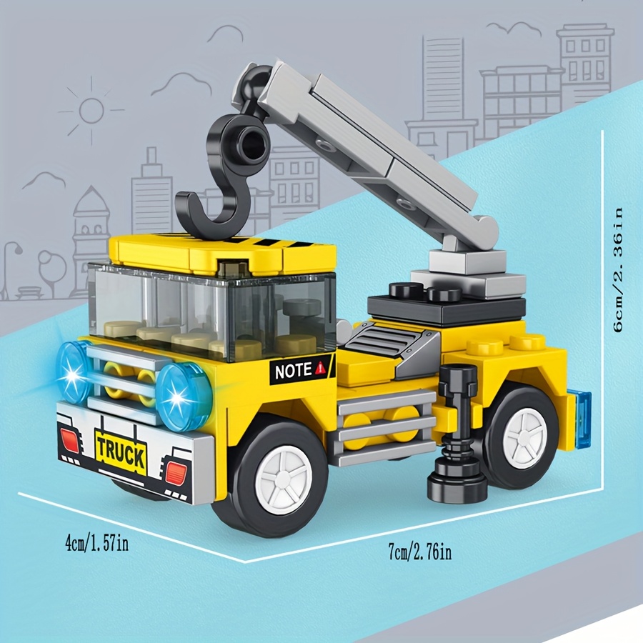 8pcs City Mini Building Blocks Set w/ Urban Landscape Vehicles