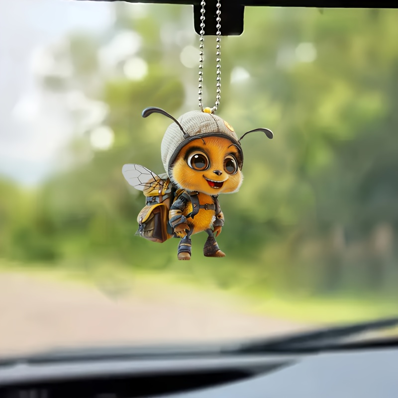 

Acrylic Bee Hanging Ornament, 2d Car Interior Pendant, Keychain Decor Accessory, Versatile Charm For Vehicle And Home Use