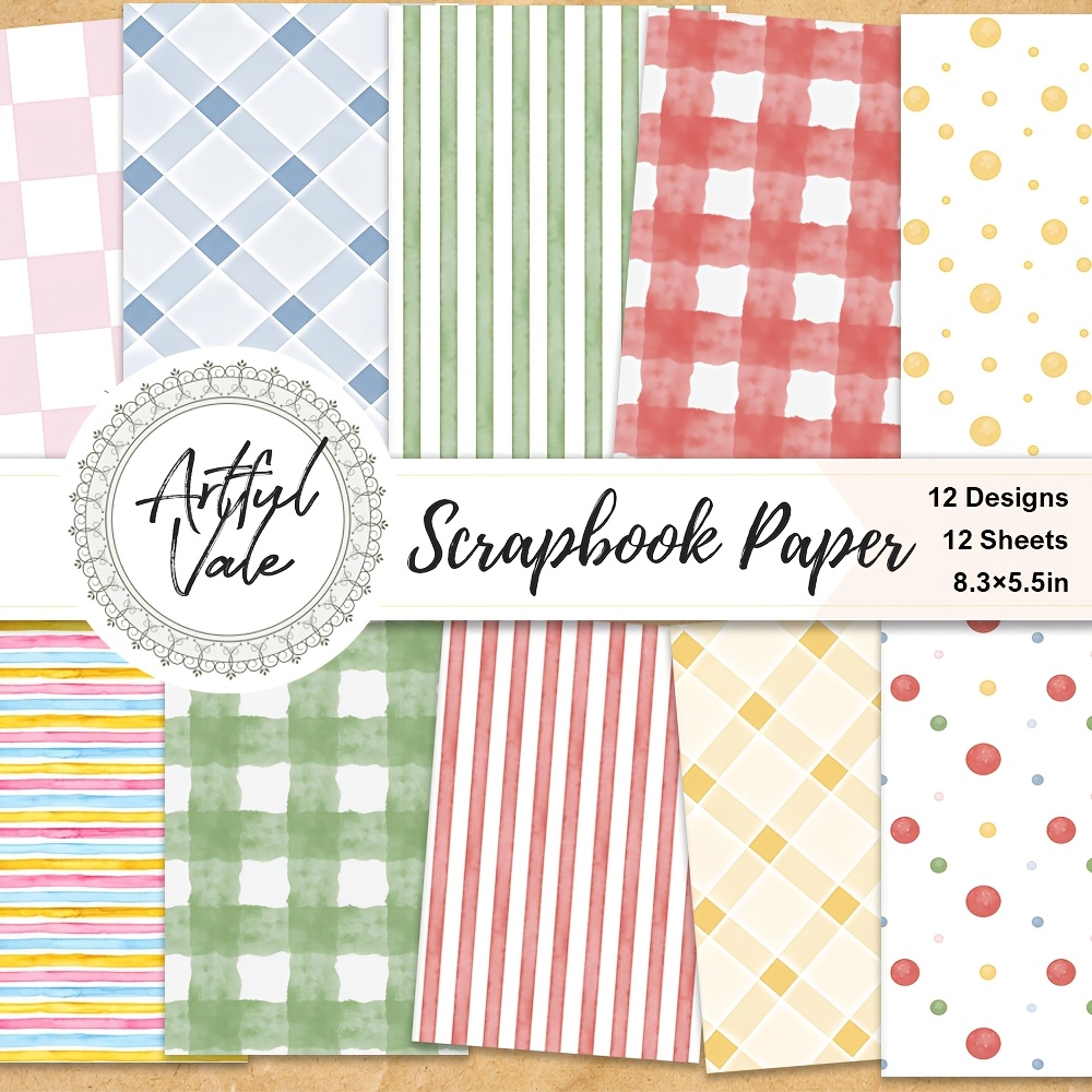 TEMU 12 Sheets Paper, 8.3× 5.5'', Diary Scrapbooking Supplies, Crafts, Decorative Craft Paper For Gift Packaging, Album Planning & Aesthetic