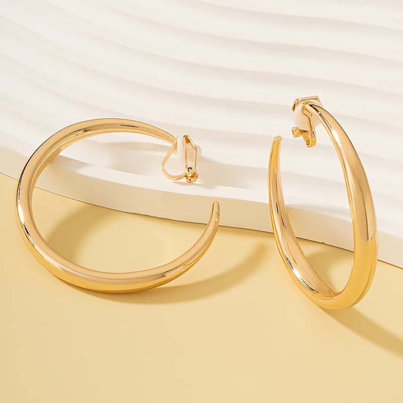 TEMU Boucles d'oreilles croisées, design niche transfrontalier, tendance, style simple, cercle, pinces d'oreille, ornements d'oreille