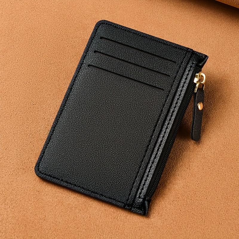 Image of Easy Card Holder Thin Design, Gift For Boyfriend Girlfriend Couple Card Case, Multifunctional Id Holder, With Zipper For