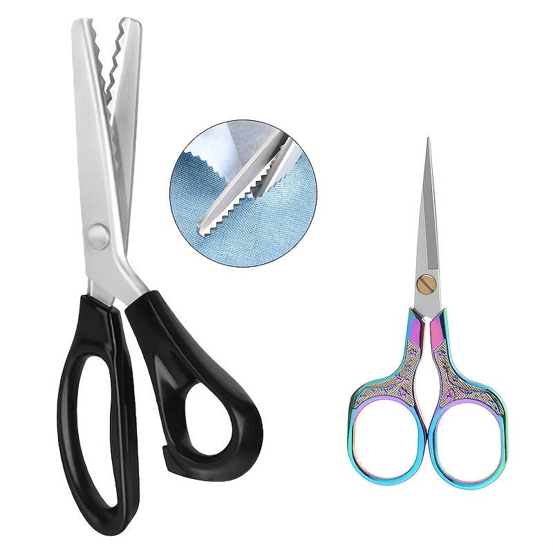 TEMU Ensemble de 2 pièces, ciseaux dentelés et ciseaux à broder, ciseaux à tissu dentelés, ciseaux dentelés pour du tissu, ciseaux de tailleur
