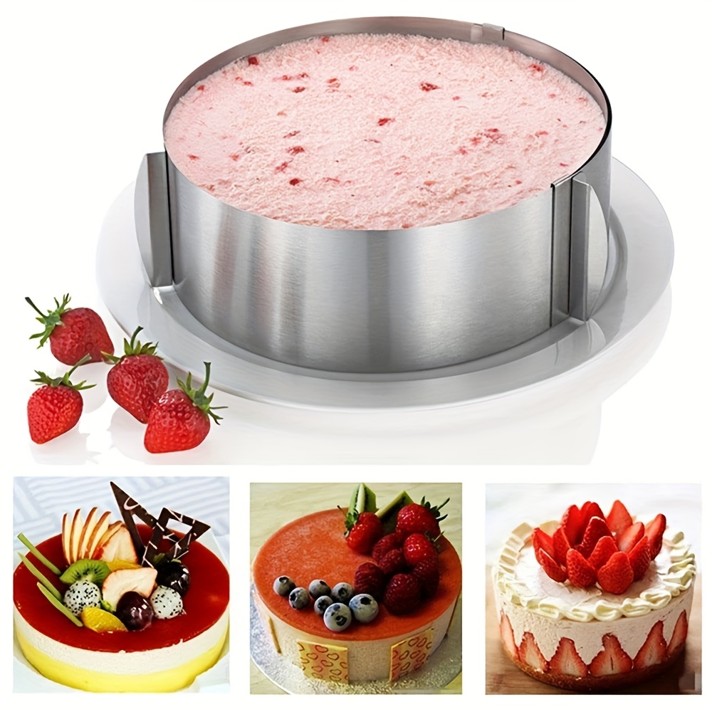 

Versatile Stainless Steel Cake Mold - Adjustable 6" To 12" Round Mousse & Dessert Ring For Diy Baking, Christmas, Valentine's Day & Thanksgiving, Pastry Cooking Supplies