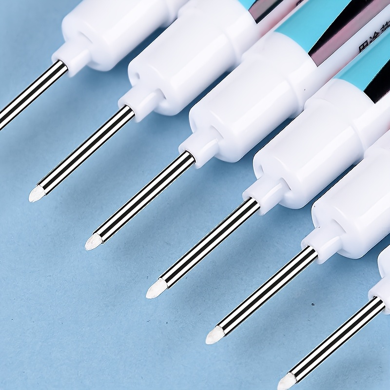 Image of 3/6pcs White Long Head Marker Pen Construction Site Carpenter Line Pen Extended Single Head Oil Pen 20mm Tip