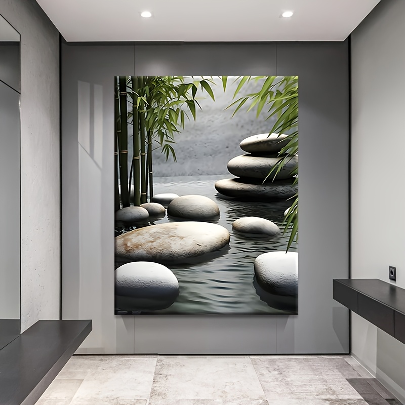 1pc wrapped solid wood frame exquisite poster and stone suitable for wall decor home decor holiday decoration room decor aesthetics bathroom decor