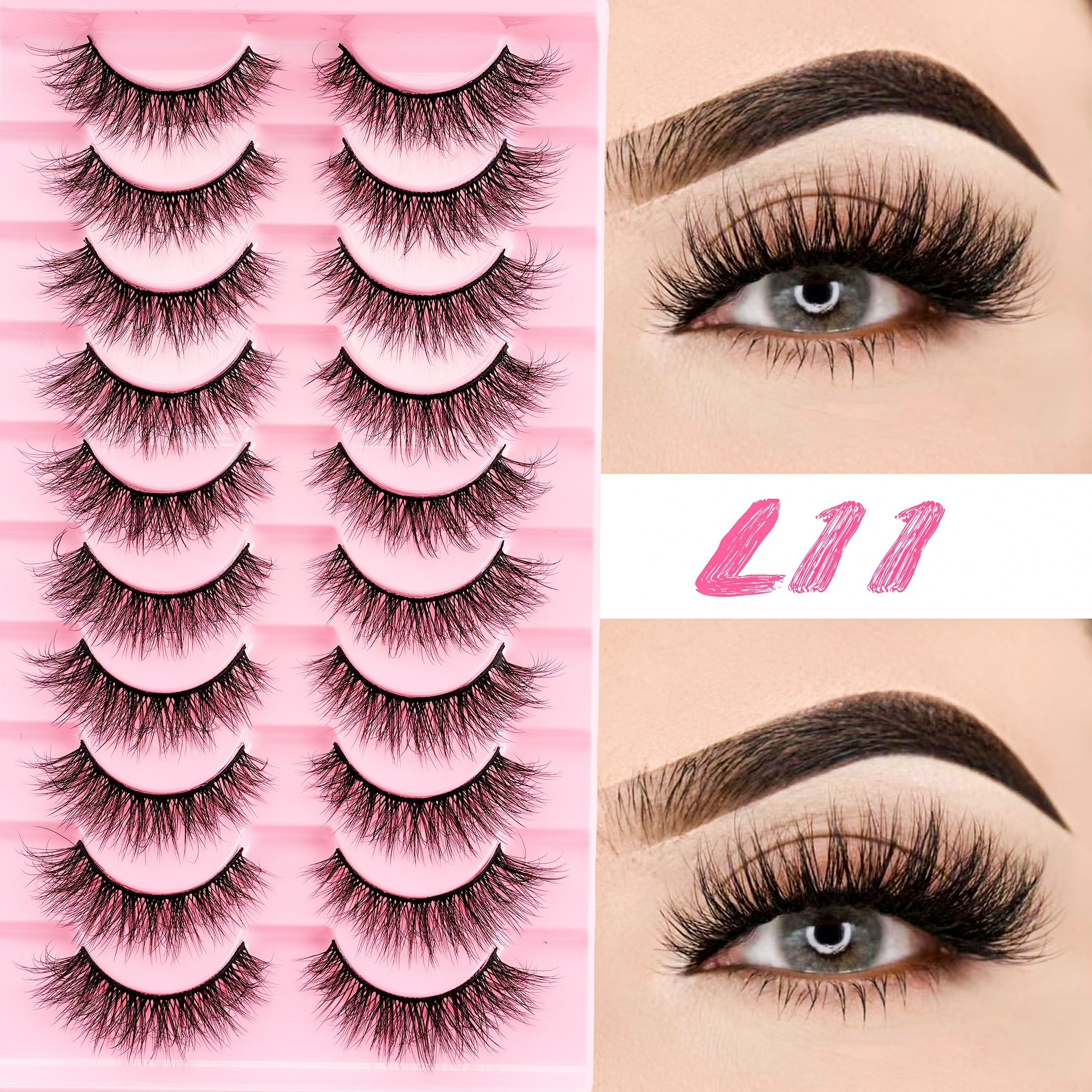 

10 Pairs Of Natural Fluffy False Eyelashes, Fine Eyelashes, 3d High-quality False Eyelashes, C , Suitable For Daily Use And Beginners