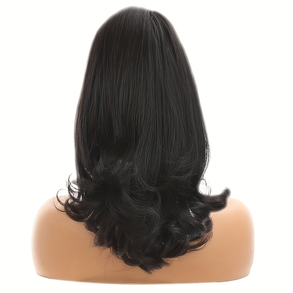 16   straight synthetic ponytail hair extensions with 2 plastic comb & drawstring - natural black loose curly style, easy to style, adds volume & length,   women s hair, versatile hairpiece,   hairpiece details 0