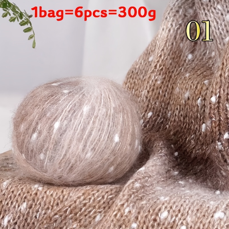 TEMU Fil de Neige 300G/6pcs, Fil de Laine et Léger Confortable, Fil de Laine Pur à Style Peinture à l'Huile Crochet , Matériaux de à , Convient pour