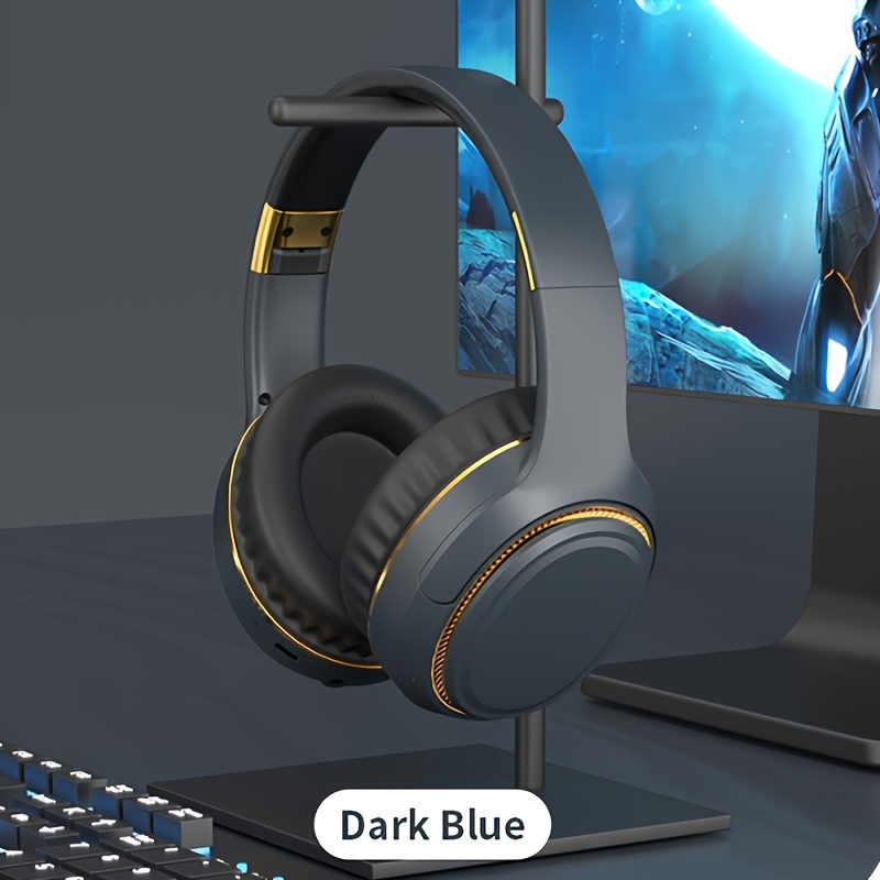 TEMU Wireless Over Ear Headphones - Foldable Portable Design With Mic For Clear Calls, Fm Radio, 3.5mm Aux & Breathing Lights, Soft Earpads For