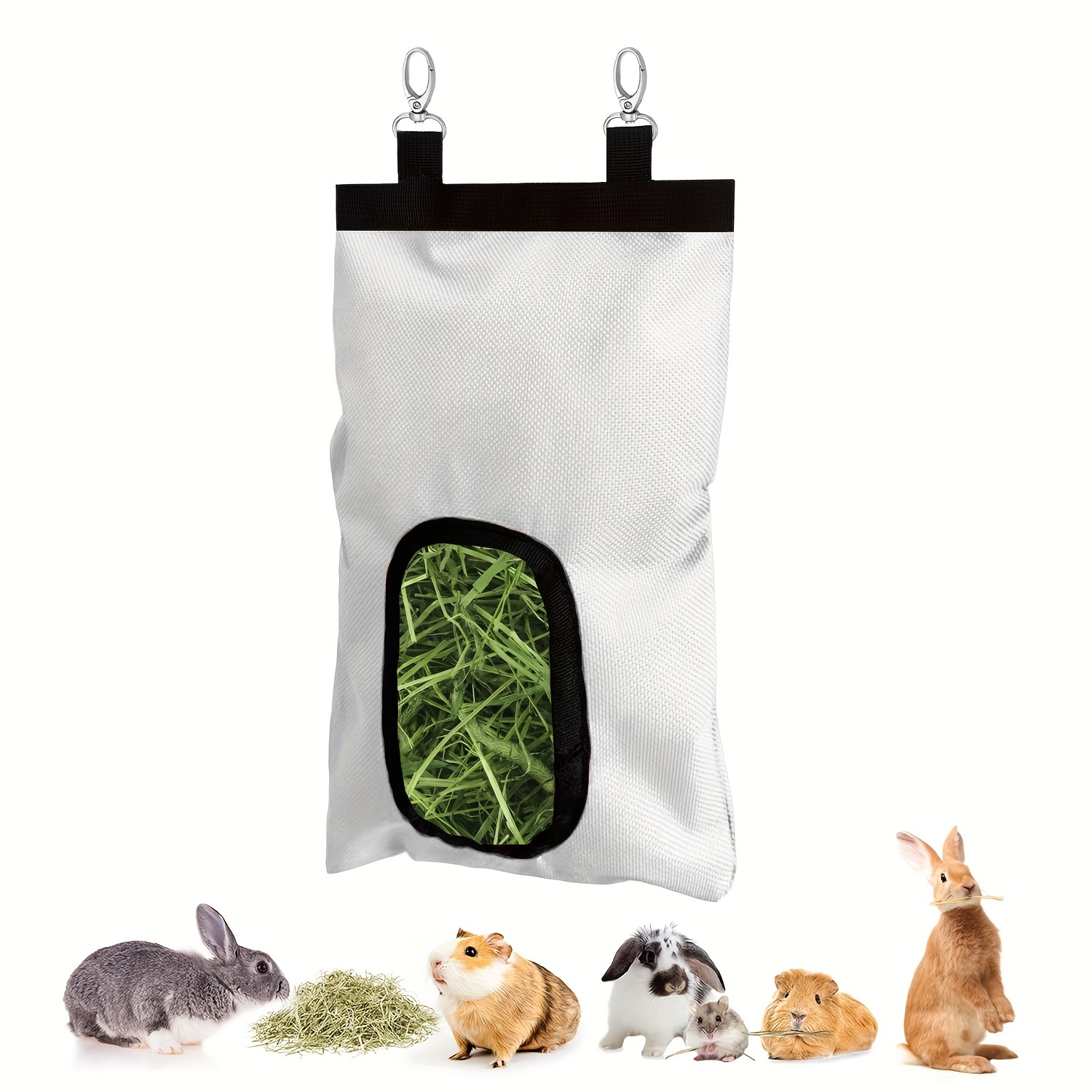 

Rabbit Hay Feeder Bag With 1/2/3/4 Holes Hay Feeder Hanging Storage For Rabbit Guinea Pig Chinchilla, 600d Oxford Cloth Fabric