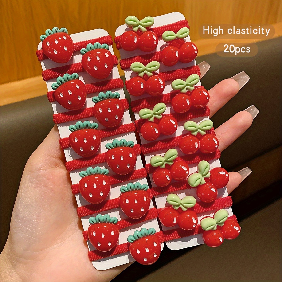 

20 Bands Featuring Strawberries And Cherries, With Wind- Hair Accessories Ideal For Use.