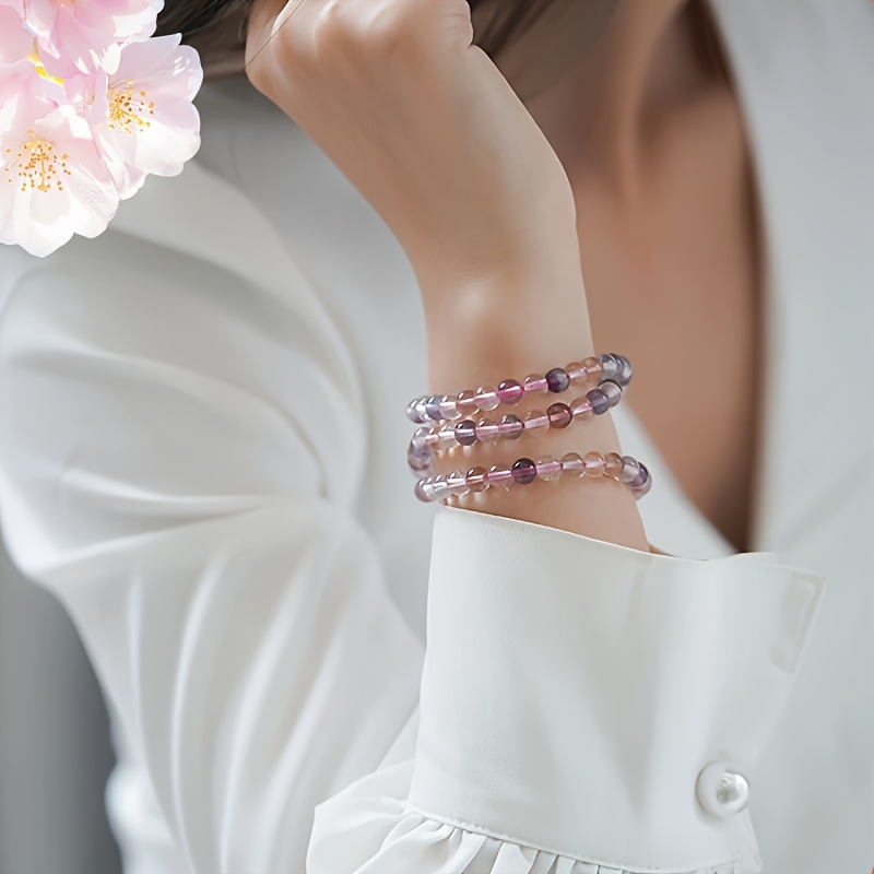 Colorful Fluorite Bead Elastic Bracelet for Women