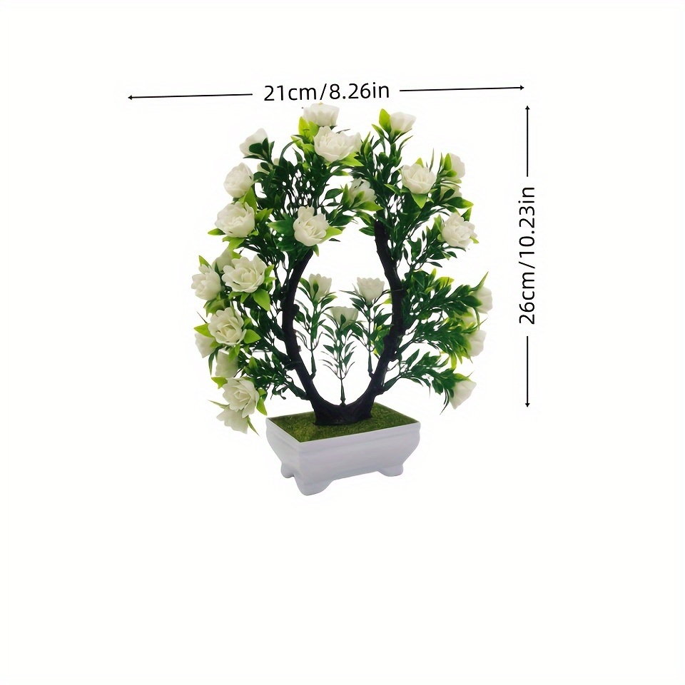 1 kunstbloem met pot - Witte en groene bladeren