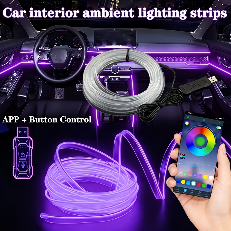 TEMU Car Neon Lights (center Console + Dashboard) Matching Armrest Storage Box, App Application Control Rgb Led , Usb Button, And Voice Control Used,