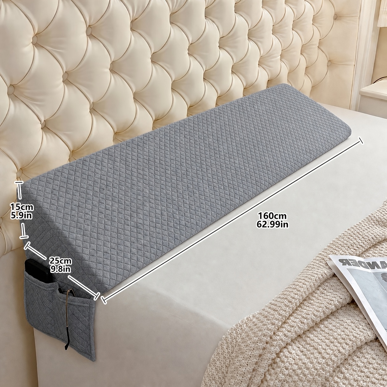 TEMU Set monopezzo multi-misura con borsa laterale, riempitivo per intercapedine letto, trapuntata ispessita, previene che cuscino e telefono nella