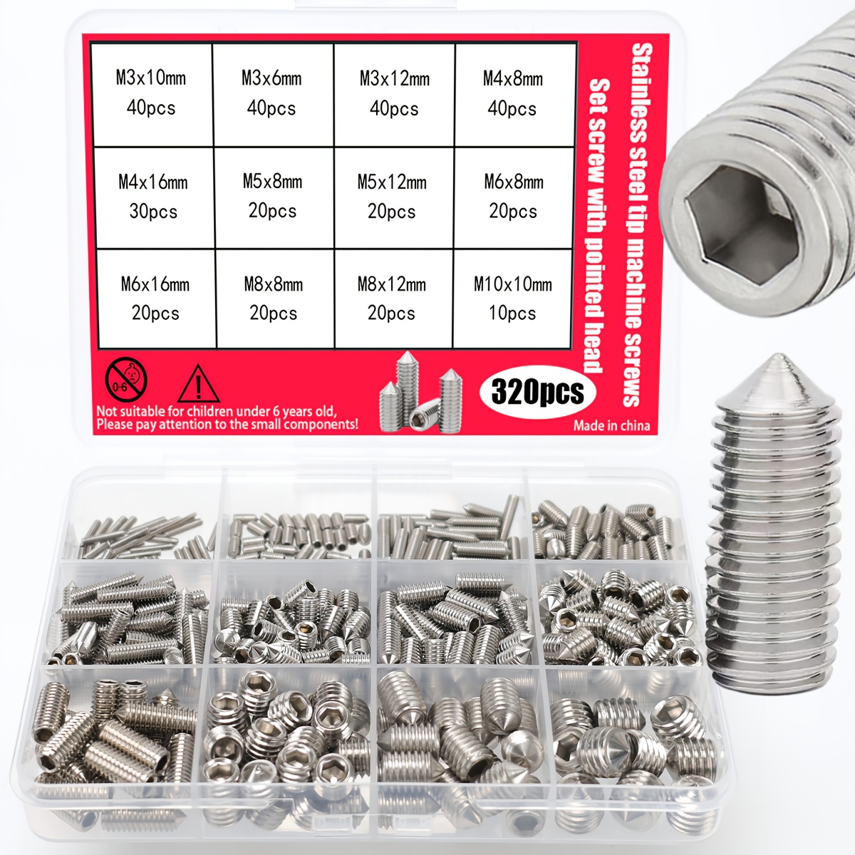 Image of 320pcs Stainless Steel Hex Head Screws - For Handle Screws, Hidden No-head , Secure Fastening And Aesthetic , No-head Screws, Machine Screws