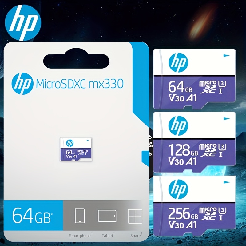 

Carte HP MicroSDHC UHS-I, 64GB/128GB/256GB - Compatible 4K avec Adaptateur, Stockage de Haute Vitesse V30 A1 pour Smartphones, PC, Haut-Parleurs, Appareils Photo