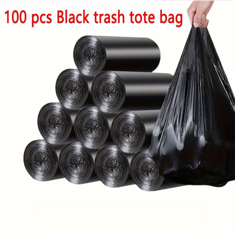 

100-piece Heavy-duty Disposable Trash Bags - Leakproof, Portable Garbage Bags For Kitchen, Bathroom, Office & Bedroom - Ideal For Food Waste, Home Cleaning Essentials