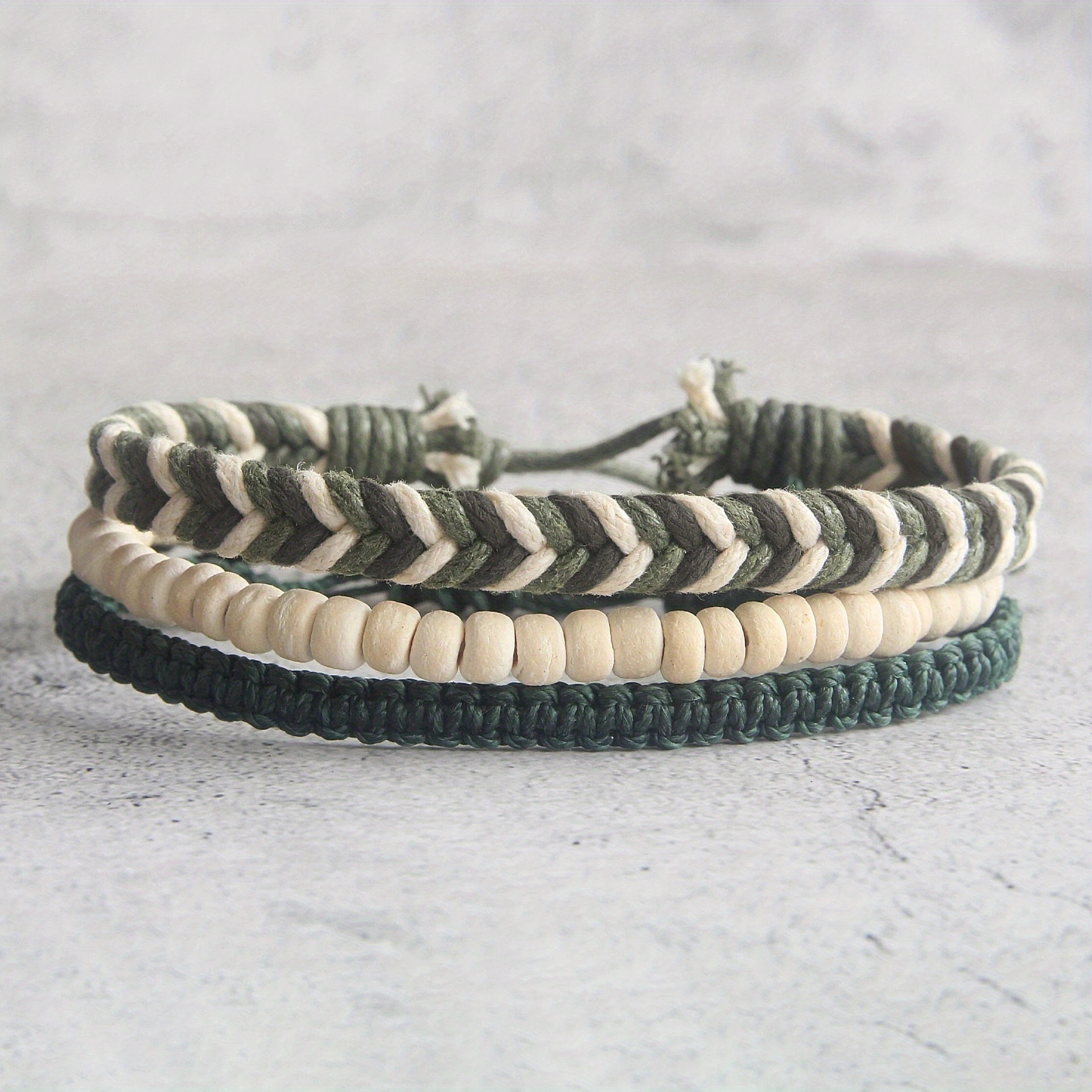 TEMU 3 stk, Strandarmbånd, Surferarmbånd, Boho perlearmbånd gave til henne, Herrearmbåndssett, Sommergave, Gave til ham