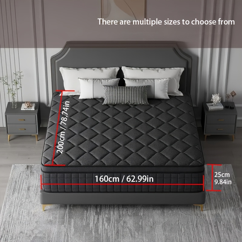 TEMU 140cm Size Mattress, 25cm Thick Mattress, Deep Sleep Memory Foam Hybrid Mattress, Lumbar Support, - Double Full Size, Spring Mattress