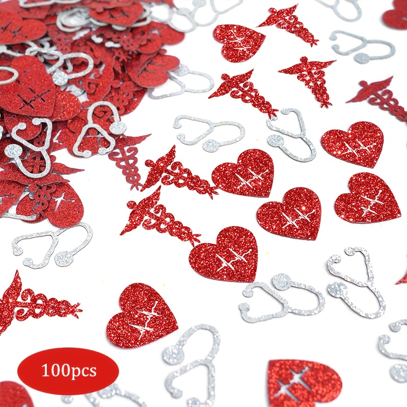 TEMU 100pz Multicolore a Tema Infermieristico - Rossi e Argentati RN/BSN/Infermiere per Decorazione da Scrivania - Adatti per della Donna Infermiera,