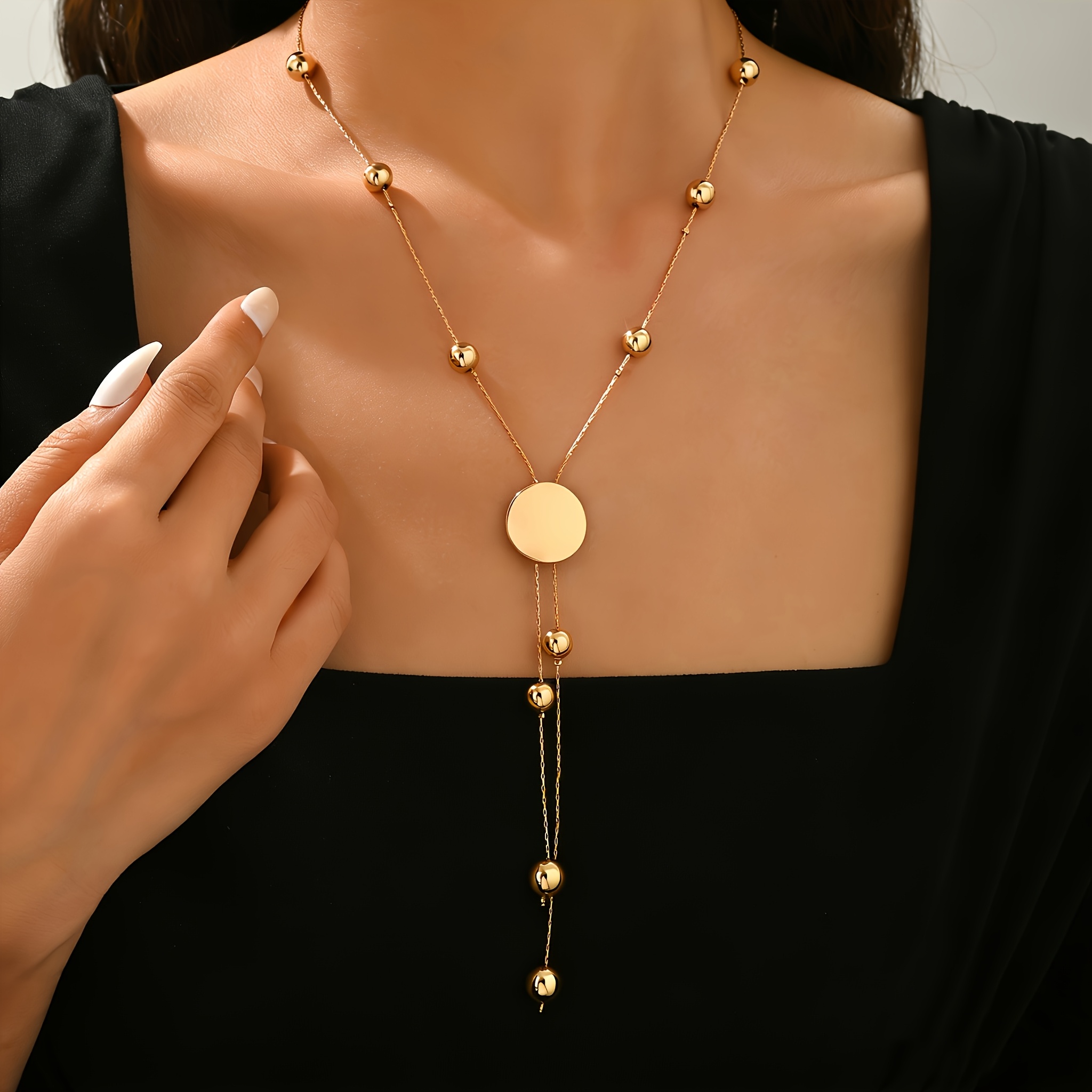 E-shop Einfache, exquisite, elegante, runde Perlen-Dünngliederkette, geeignet für den täglichen Gebrauch, als -Kette, zum Valentinstag, Muttertag