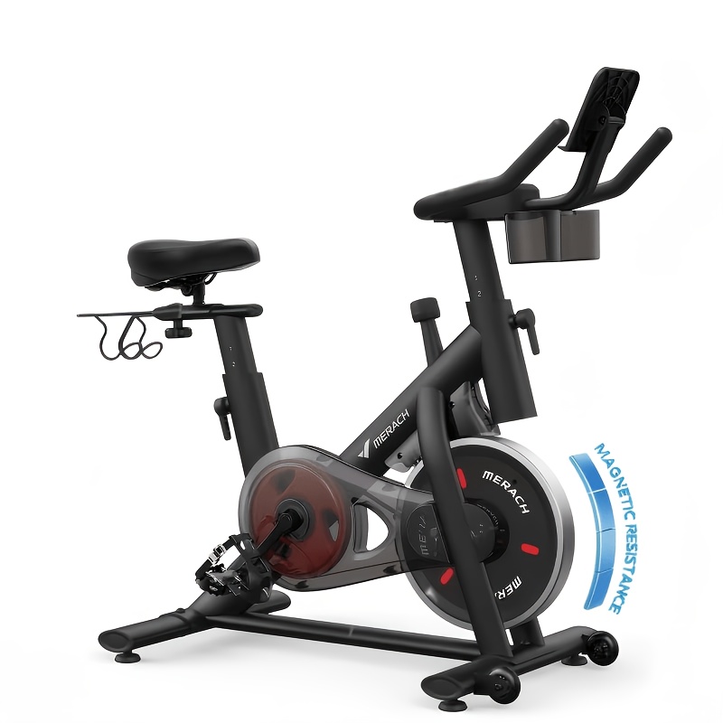 Image of Merach Exercise Bike With Adjustable Resistance, Trainer Bicycle, Tablet Holder, Indoor Cycling Bike For Cardio Training At Home, Up To 136kg