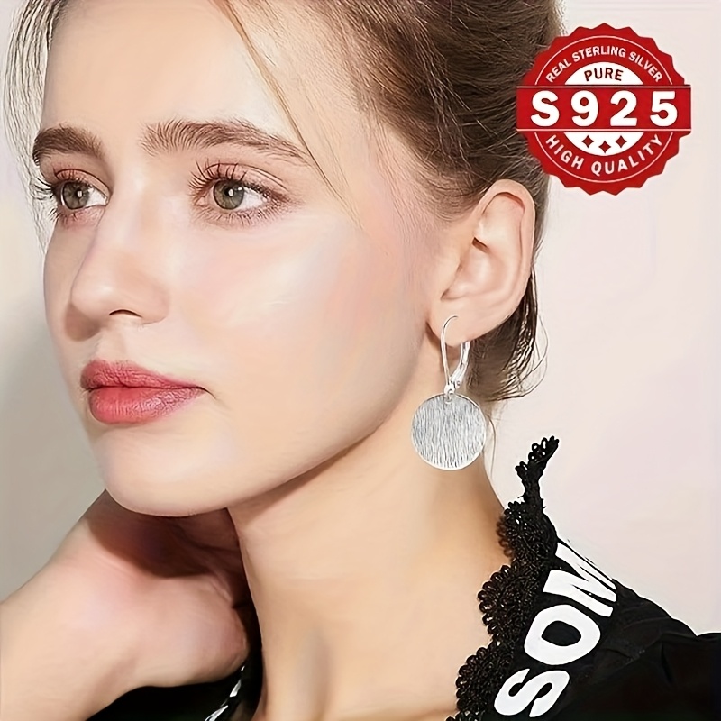 925 Sterling Silver Round Disc Earrings for Women