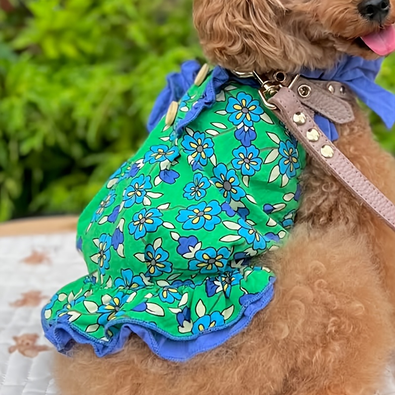 green dress for dogs Festive Green Red Christmas Dog Dress main image 1
