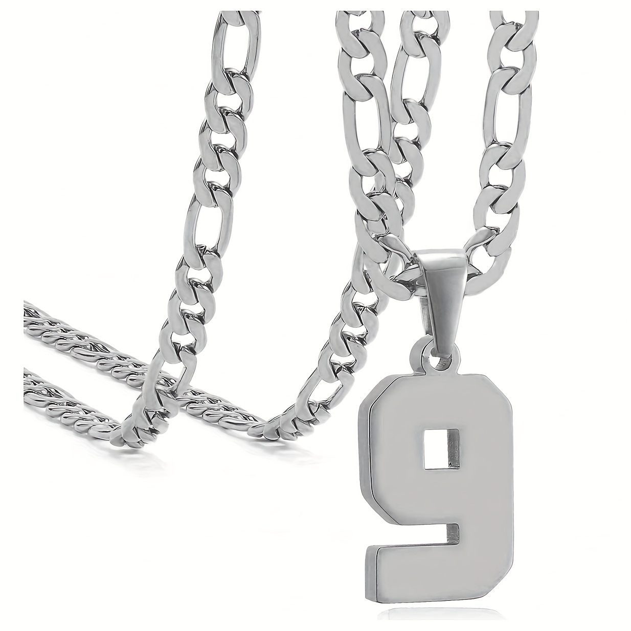 TEMU Collier personnalisé 1pc en acier inoxydable plaqué or 18K avec numéro personnalisé pour hommes, chaîne de pendentif de numéro de sport en acier