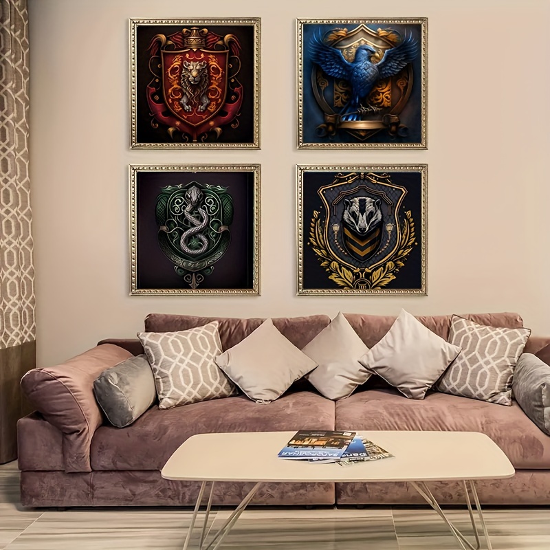 

4pcs 5d Diy Diamond Art Painting, Round Diamond Full Of Diamond Handmade Diamond Art Painting, Colorful Mosaic Artwork Wall Decor