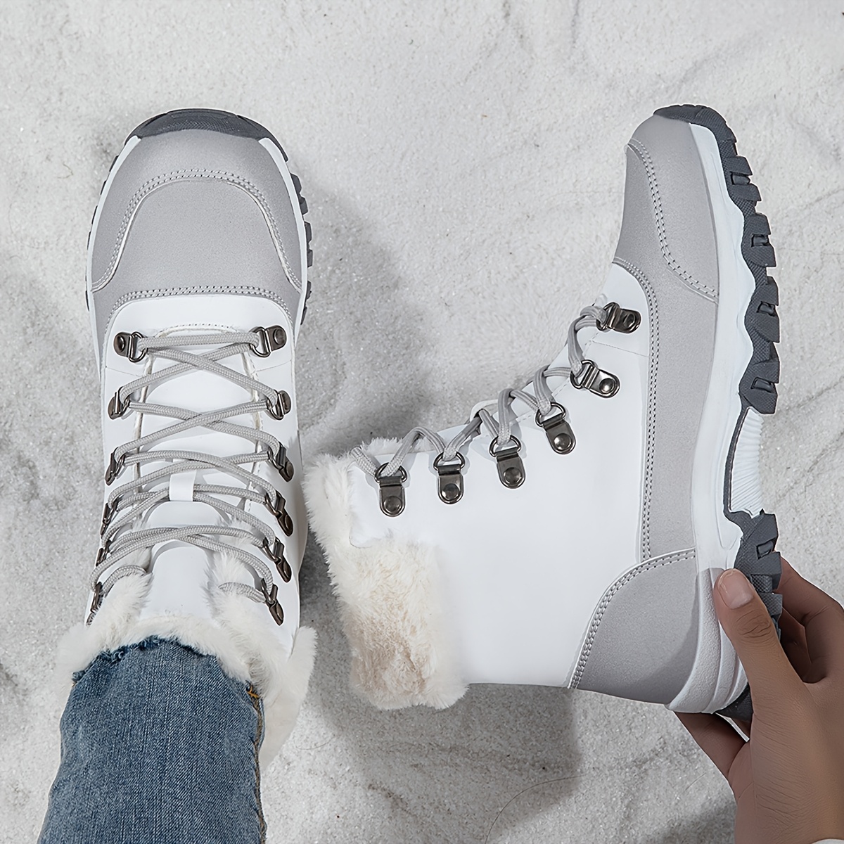 womens winter warm plush snow boots with anti slip tpr sole suitable for outdoor round toe upper soft inner for   traction cozy weather footwear for daily use activities Product details 4