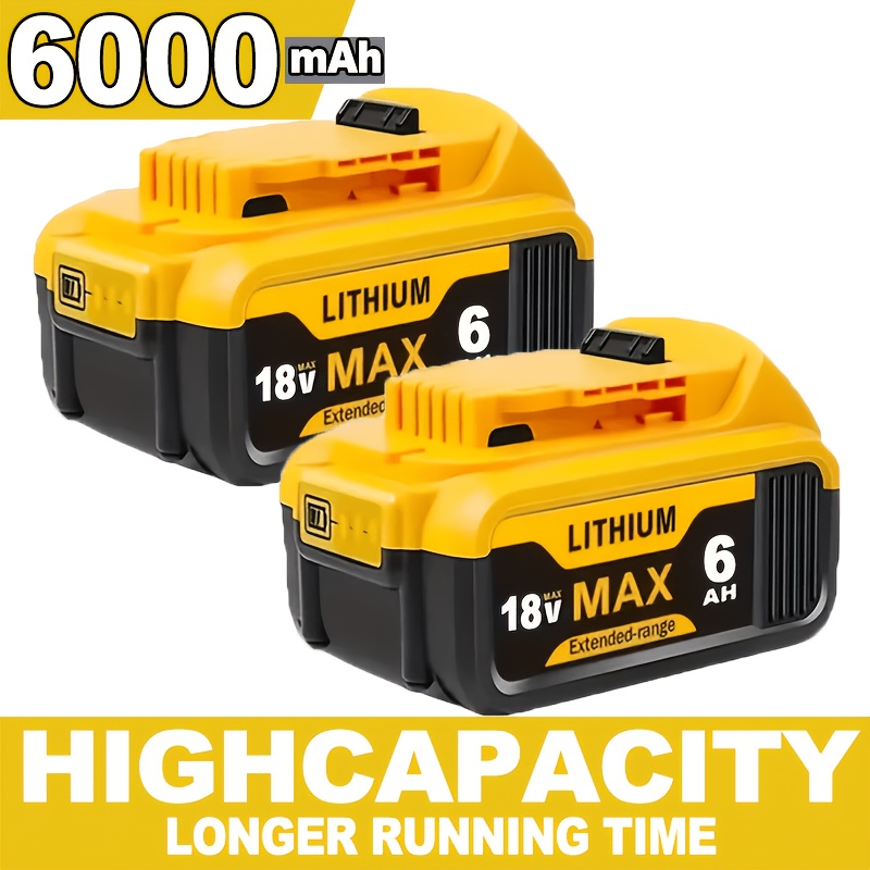 TEMU 2/4-packs Compatible For Dcb200/dcb180/dcb181//dcb201 Lithium-ion Battery Replacement, 18v 6.0ah High-capacity Xr Battery Suitable For Dcb200-2,