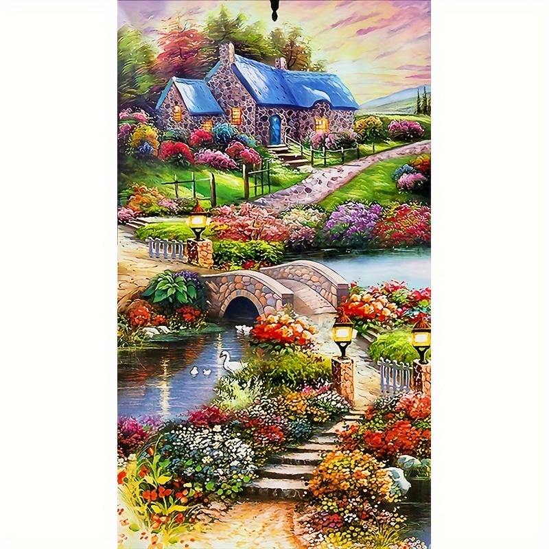 

5d Diy Diamond Painting Kit For Adults - Round Diamond Art, Floral , Acrylic Craft Set For Home Wall Decor