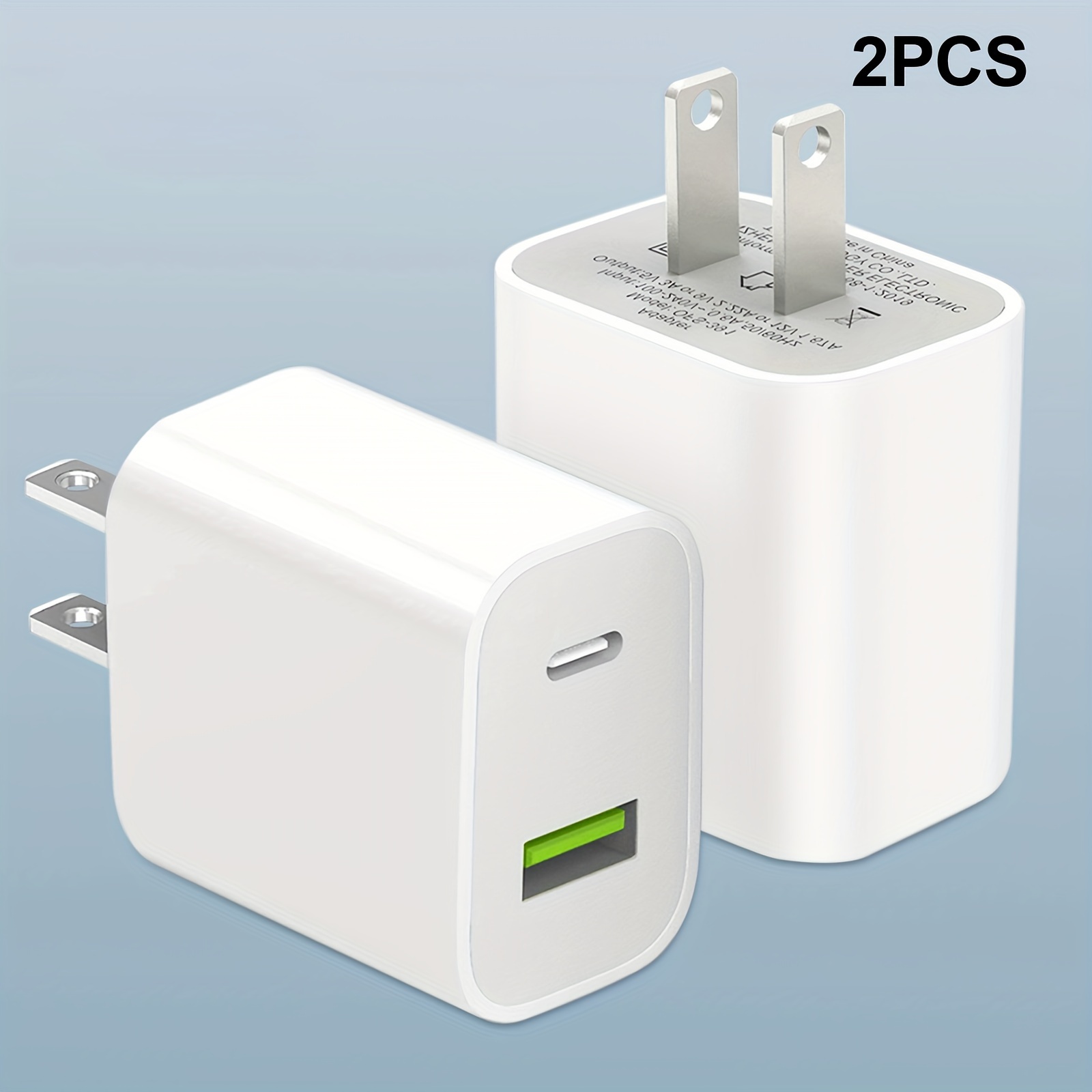 

2pcs Usb C Wall Charger Block, Dual Port Power Delivery Fast Type C Charging Block Plug Adapter 20w