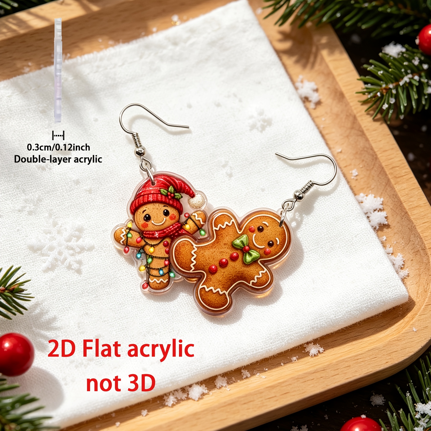 2pcs Christmas Gingerbread Dangle Earrings Set
