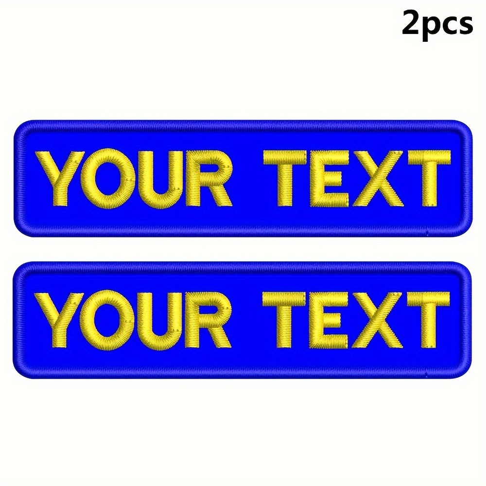 

Custom Embroidered Name Patch 2-pack, Personalized Text Applique With , Royal Blue