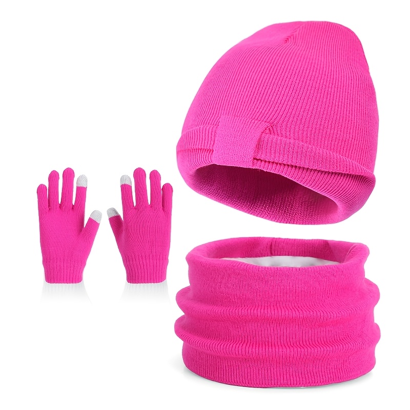 Kids' Autumn/Winter Hat, Gloves, and Scarf 3pcs Set