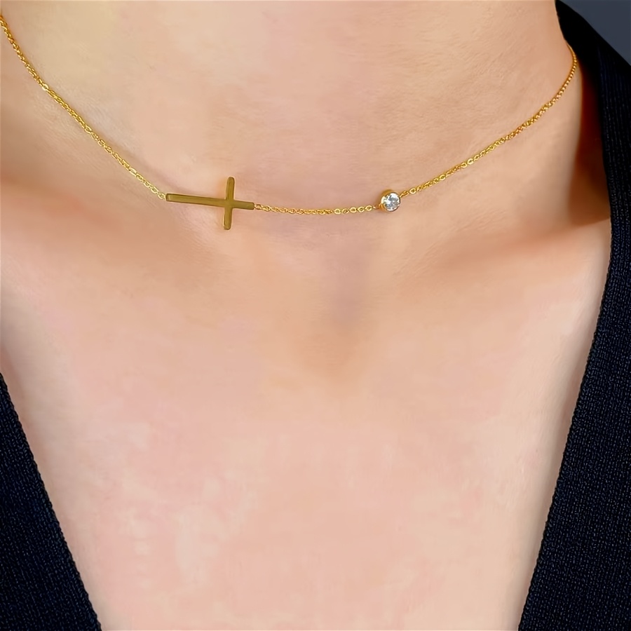 Ladies' High-End Stainless Steel Cross Necklace