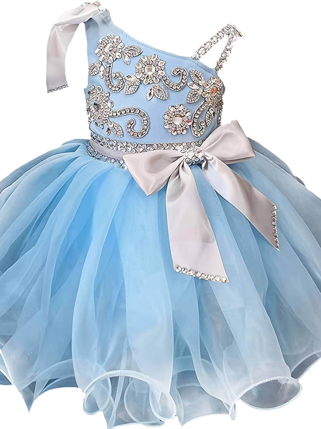 white christmas dresses Sugar Kayne C200 Cupcake Pageant Dress Baby Toddler Girls Rhinestone Short Ruffle Girls High Neck 6M / Aqua