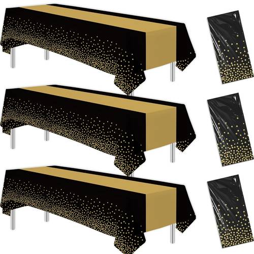 1pc 2pcs 3pcs 5pcs 137 274cm 54 108inch black and tablecloth decorations disposable black rectangle table covers printed runner dot for birthday wedding anniversary graduation retirement party decoration table cover