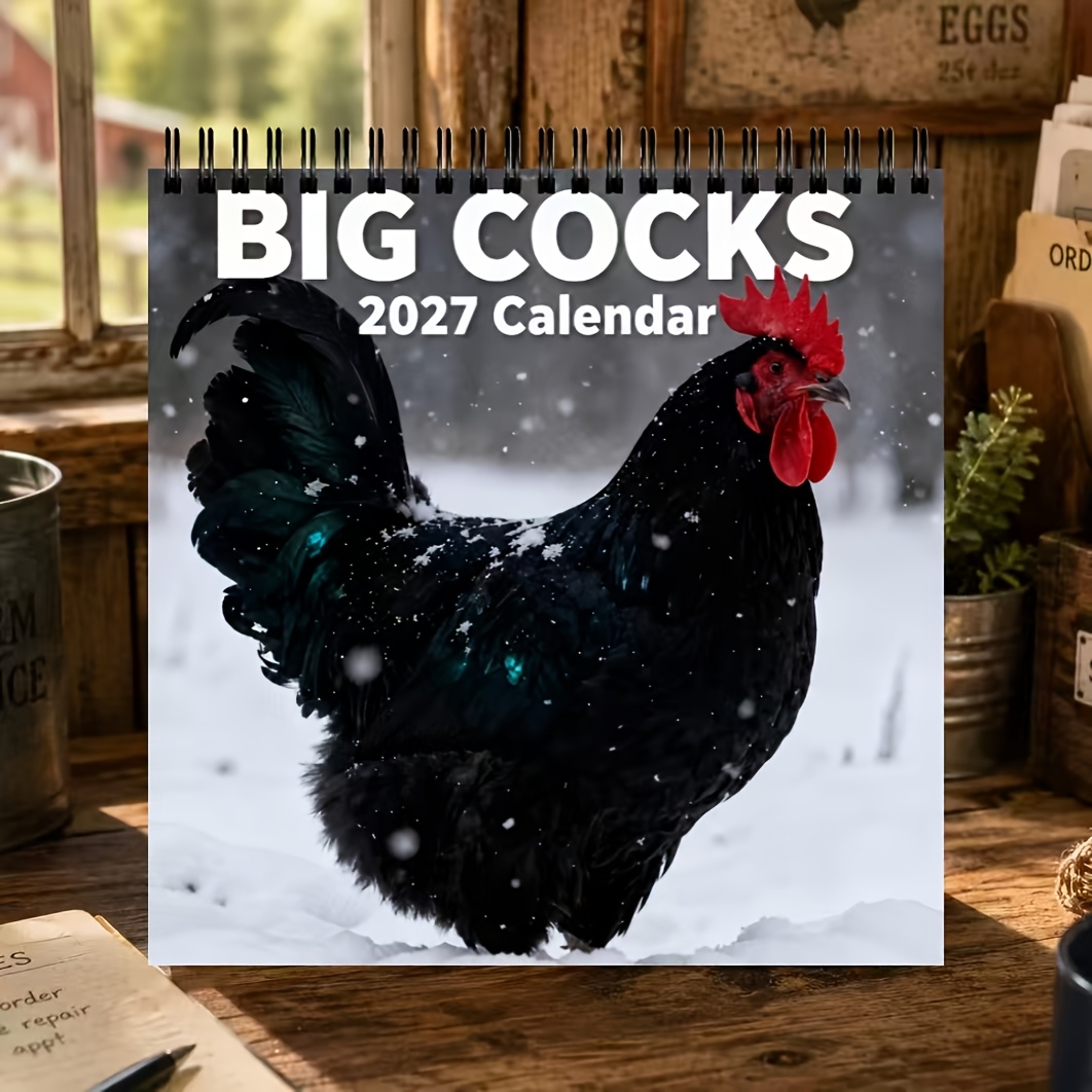 TEMU 1pc 2027 Reading Newspaper Calendar - Spiral Bound Thick Coated Paper, Home Or Office Use, Purple Bathroom Decor With Toilet-themed Cat, Monthly