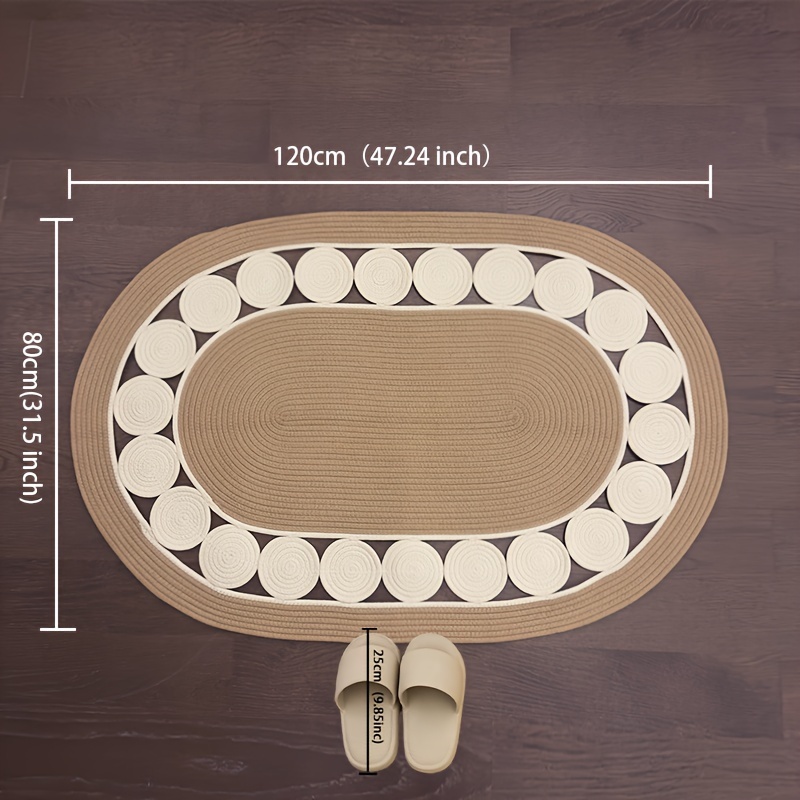 Bohemian Linen Oval Area Rug, Non-slip Bathroom Mats, Washable And Easy Clean, Door Mats For Room, Bedroom Hallway, Porch Patio And Balcony, Indoor And Outdoor, 39.37/47.24inch, Decorations